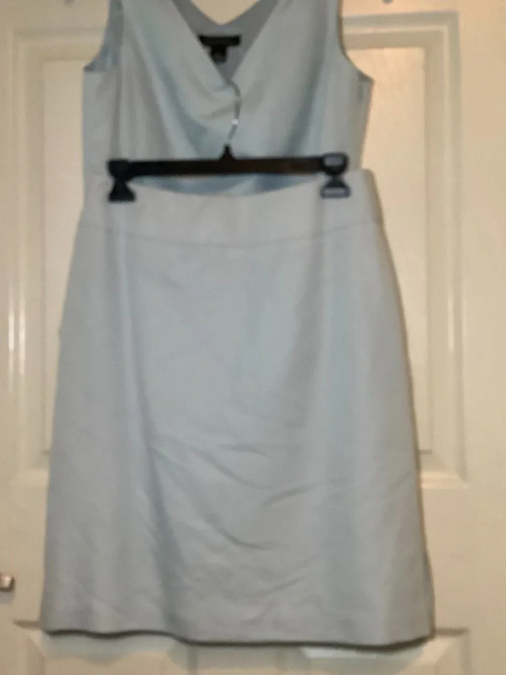 Harold's light blue two-piece skirt set
